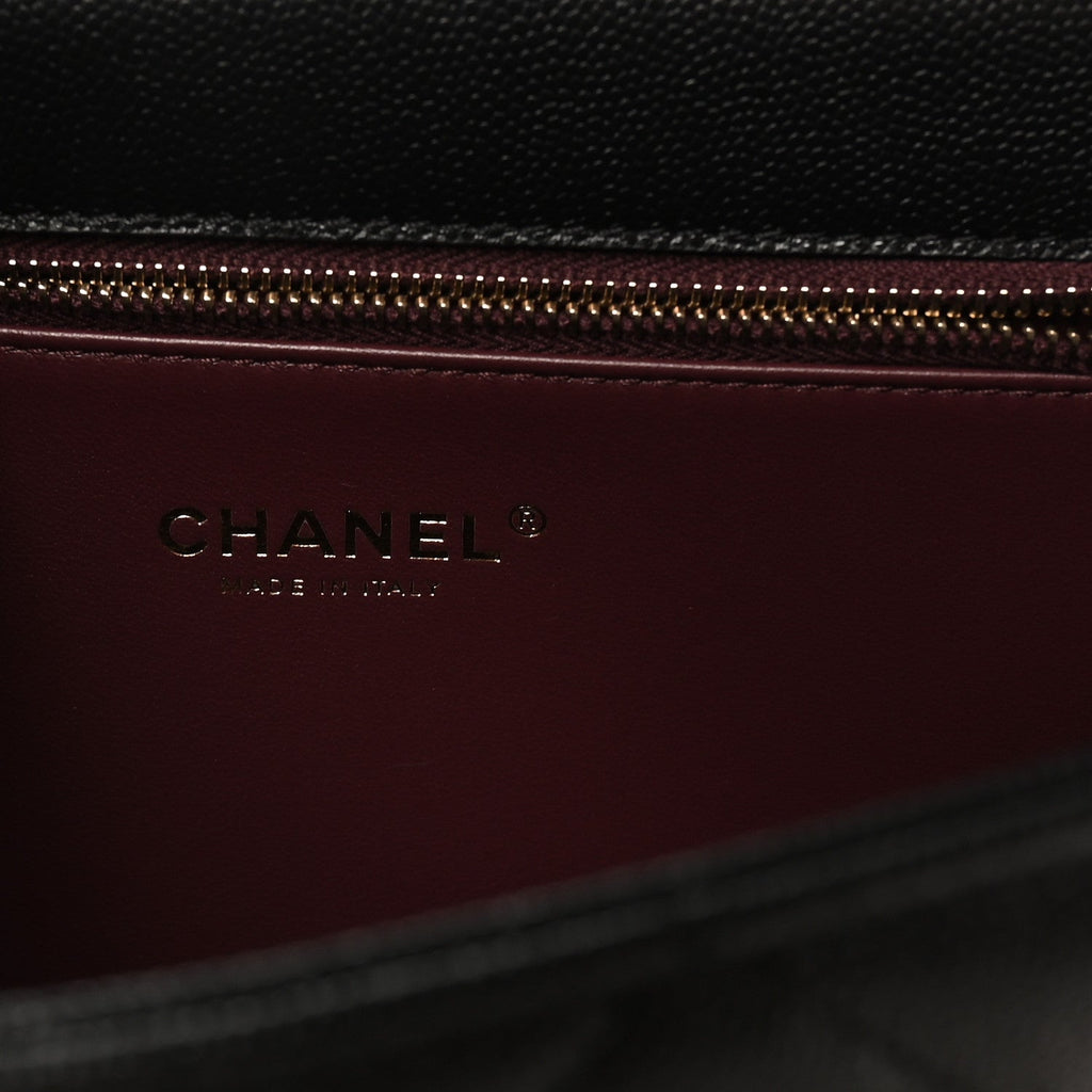Caviar Quilted Chain Frame Flap Black