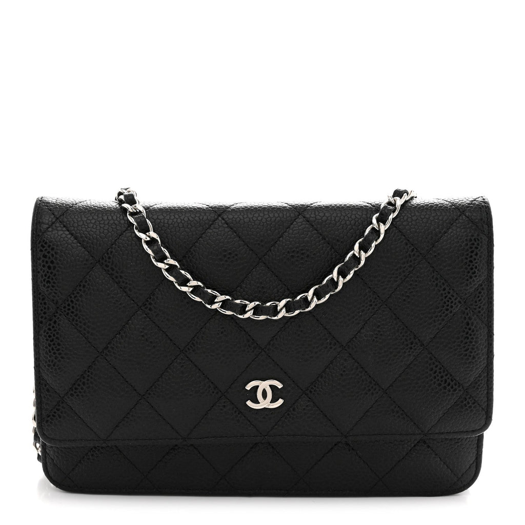 Caviar Quilted Wallet on Chain WOC Black