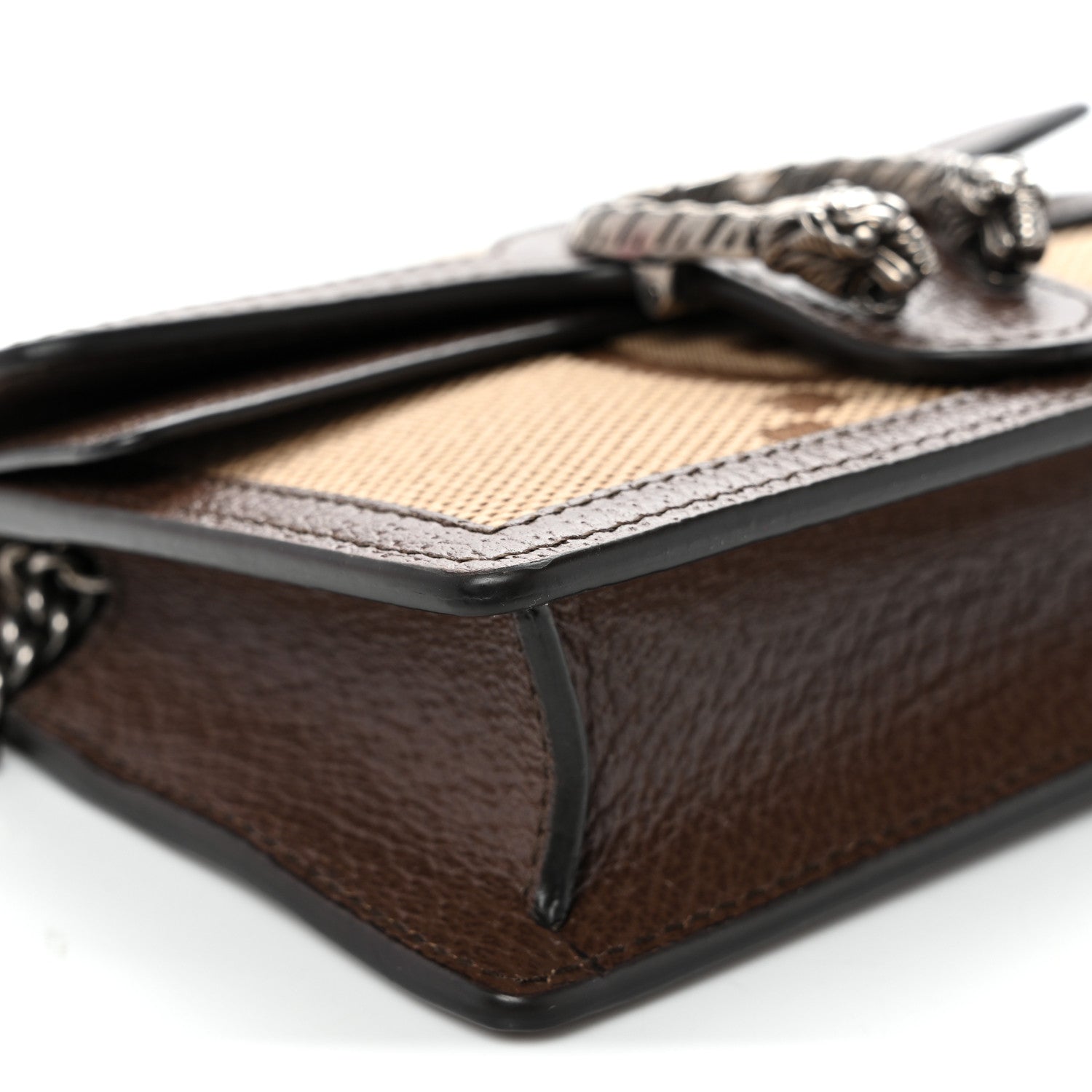 Monogram Jumbo GG Textured Dollar Calfskin Super Mini Dionysus Shoulder Bag Camel Ebony New Acero