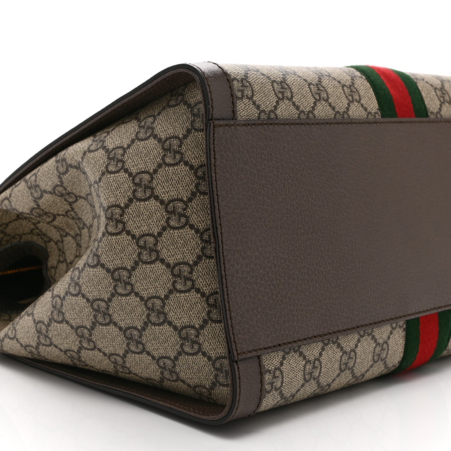 GG Supreme Monogram Web Medium Ophidia Tote Bag Brown