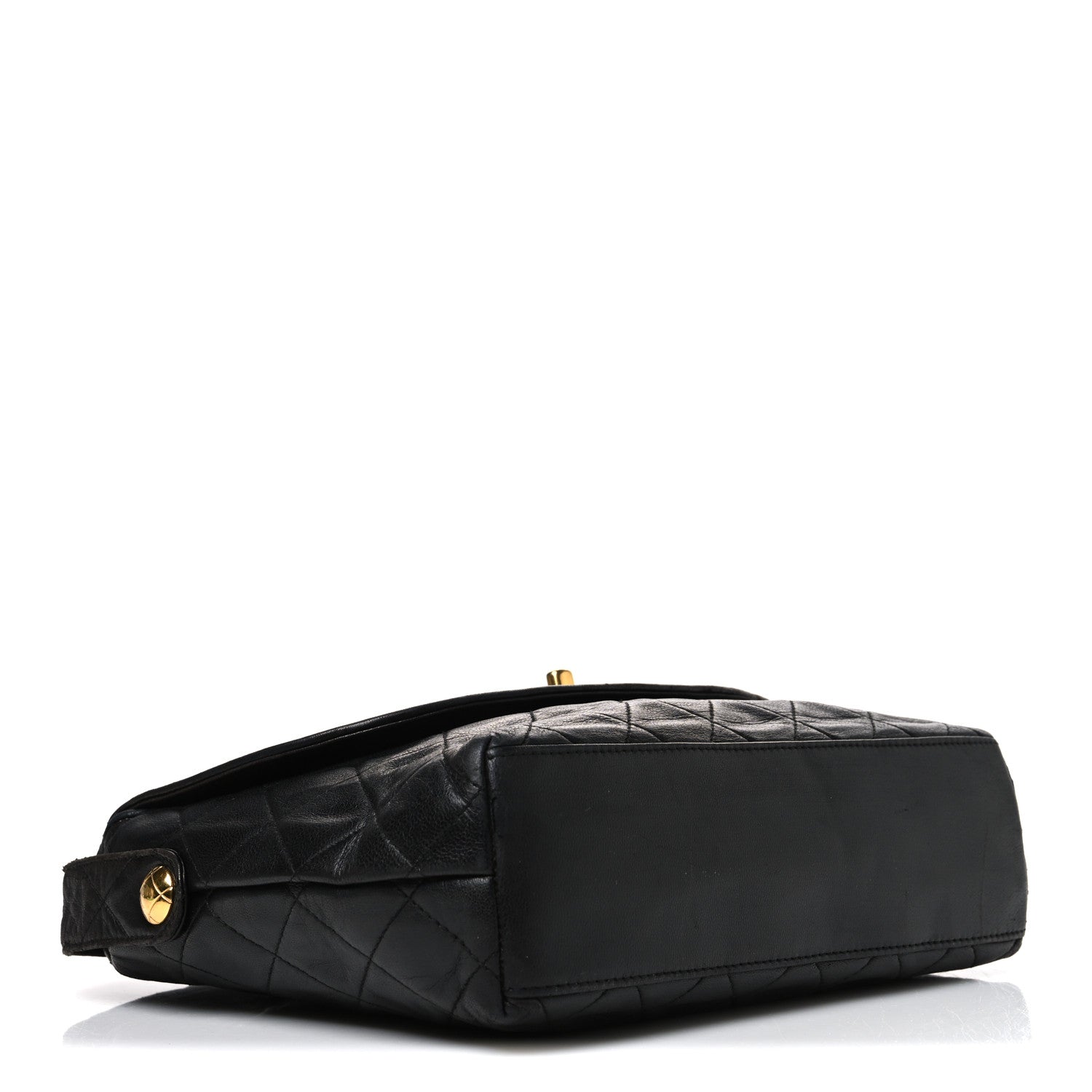 Lambskin Quilted Flap Shoulder Bag Black