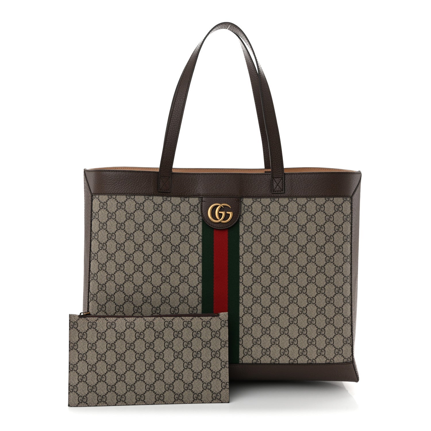 GG Supreme Monogram Web Ophidia Tote Brown