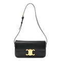 Shiny Calfskin Triomphe Shoulder Bag Black