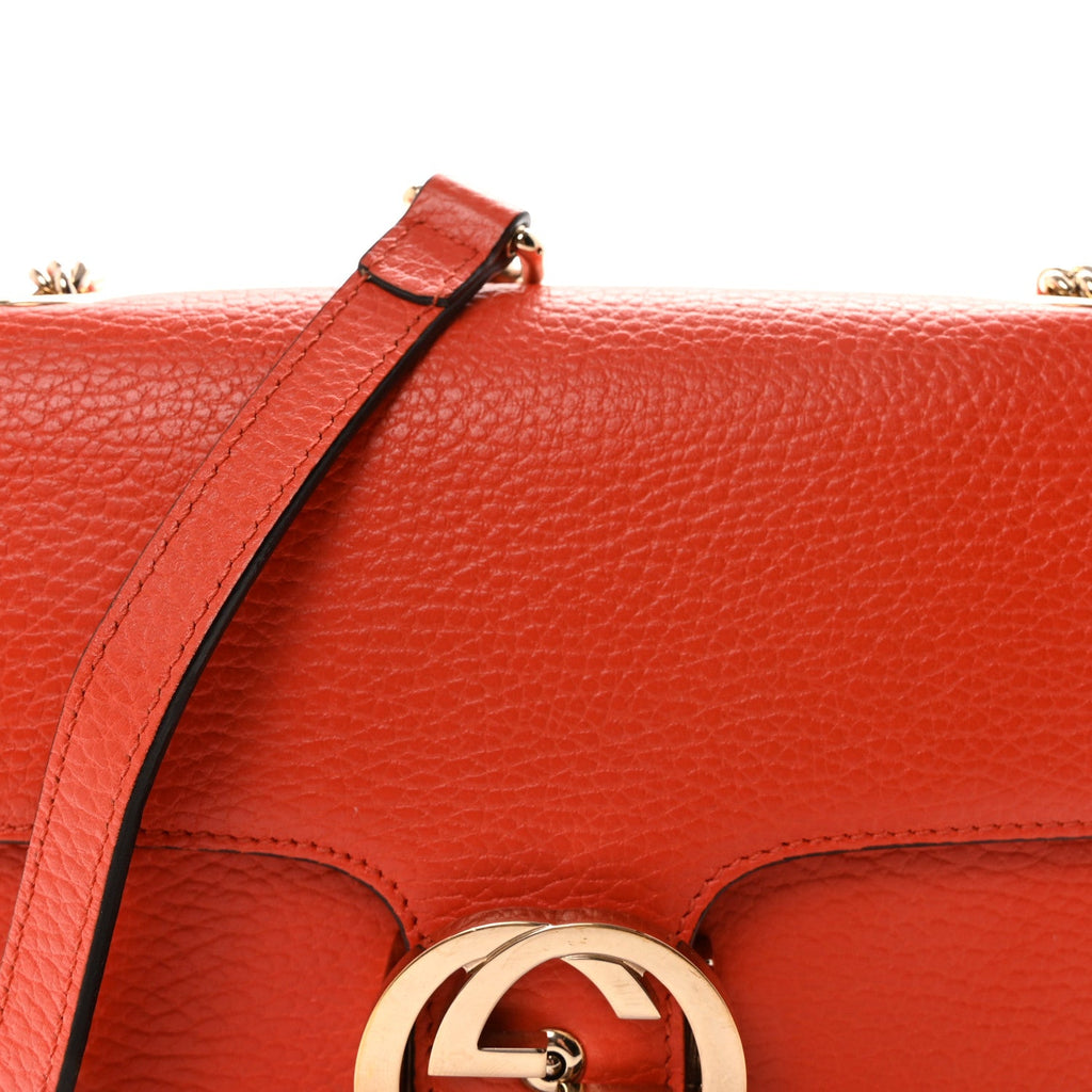 Dollar Calfskin Small Interlocking G Shoulder Bag Sun Orange