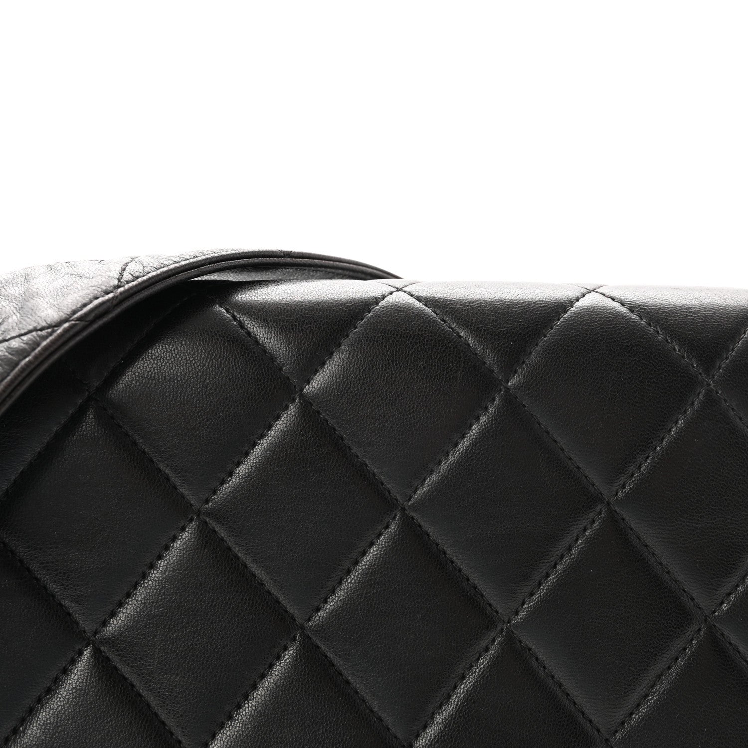 Lambskin Quilted Flap Shoulder Bag Black