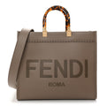 Vitello King Plexiglass Logo Embossed Medium Fendi Sunshine Shopper Tote Tortora