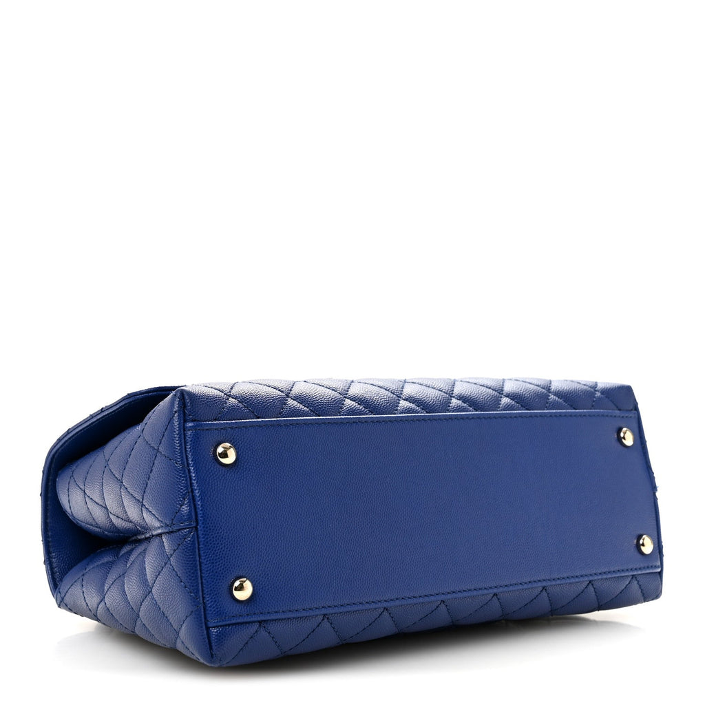 Caviar Quilted Small Coco Handle Flap Blue