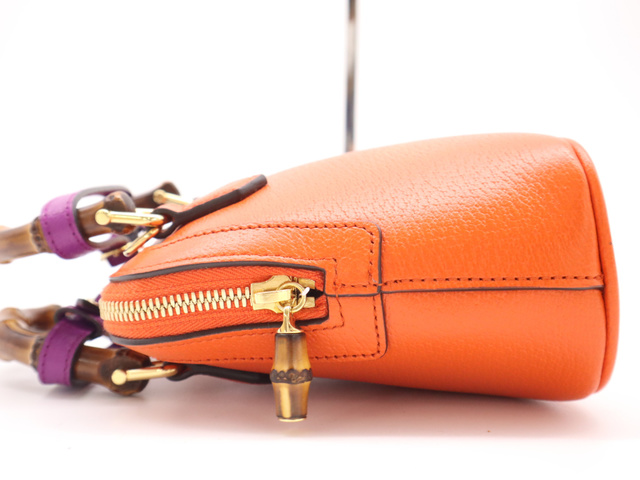Gucci Diana Nm Bamboo Handle Tote Leather Orange Leather Handbag (Authentic  )