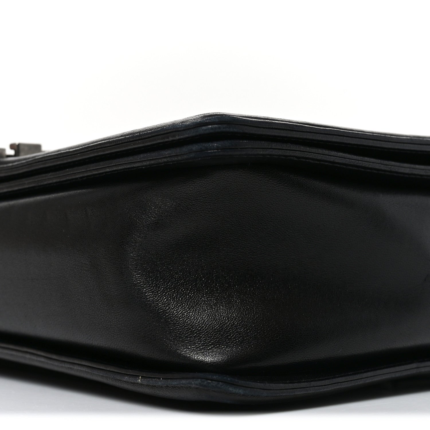 Lambskin Quilted Large Boy Flap Black