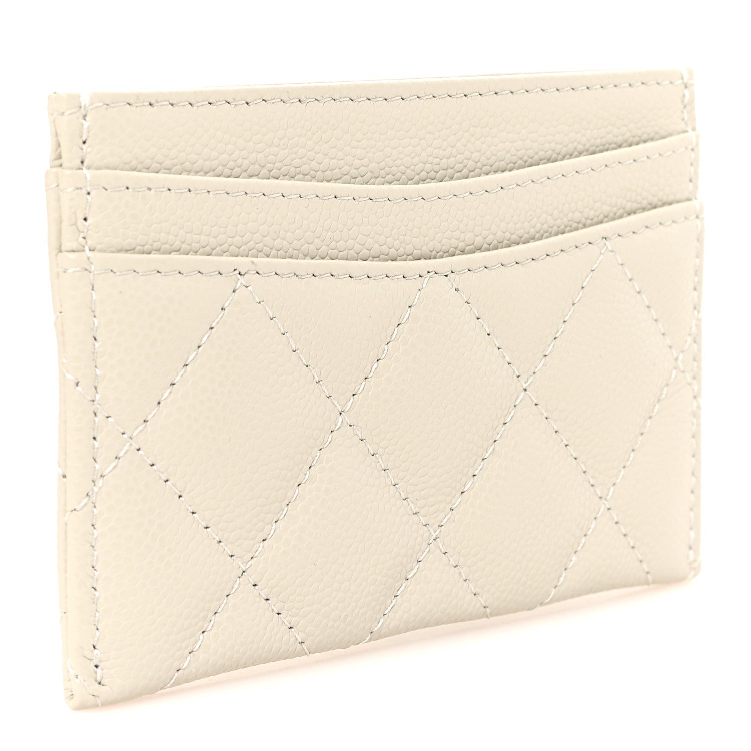 Caviar Quilted Card Holder Grey