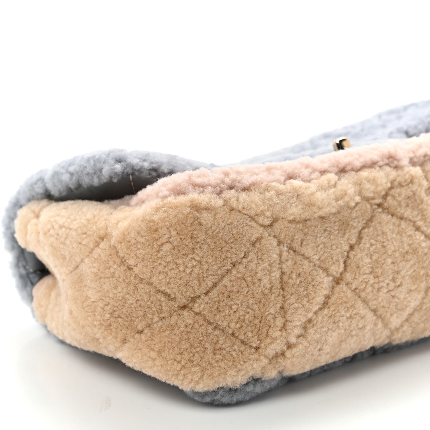 Shearling Sheepskin Single Flap Gray Pink Beige