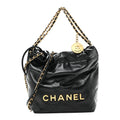 Shiny Calfskin Quilted Mini Chanel 22 Black