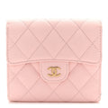Caviar Quilted Compact Flap Wallet Light Pink