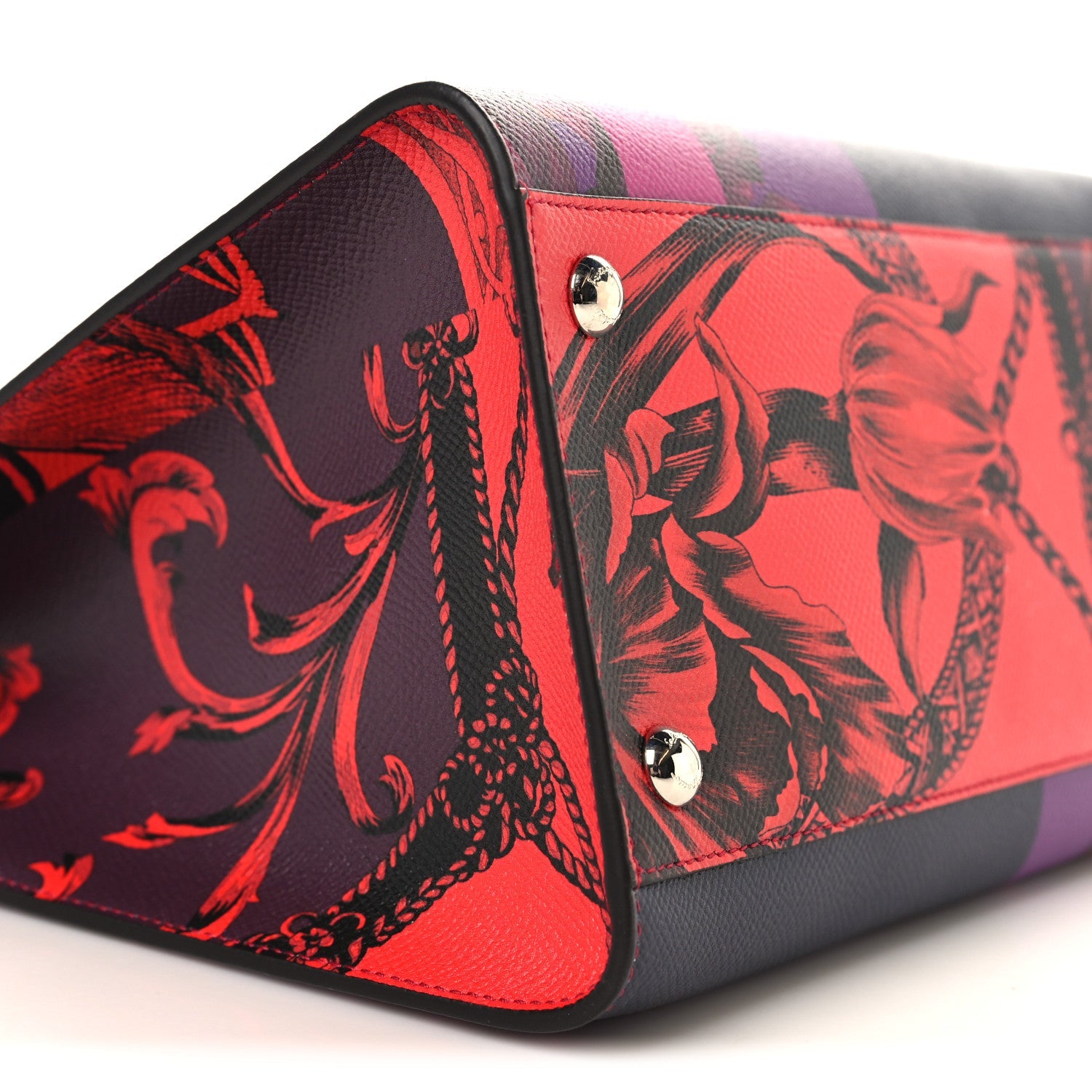 Printed Calfskin Vara Bow Top Handle Tote Multicolor