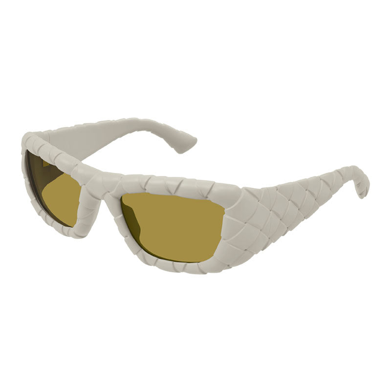 Bottega Veneta Sunglasses Square Full Rim, Chalk White Frame and Brown Lens BV1303S006