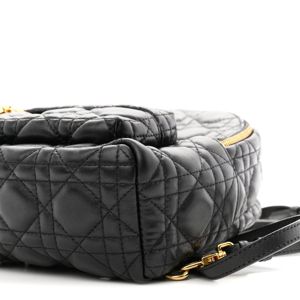 Lambskin Cannage Mini Backpack Black