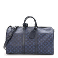 Calfskin Monogram Shadow Keepall Bandouliere 50 Navy