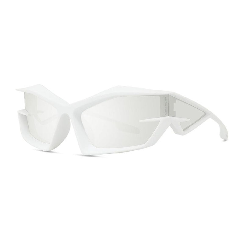 Givenchy Sunglasses Geometric Full Rim, White Frame and Smoke Mirror Lens GV40049U21C