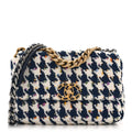 Tweed Quilted Medium Chanel 19 Flap Ecru Navy Blue Multicolor