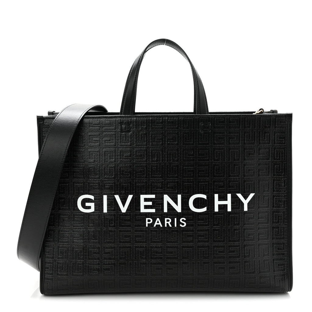 4G Coated Canvas Logo Medium G Tote Black