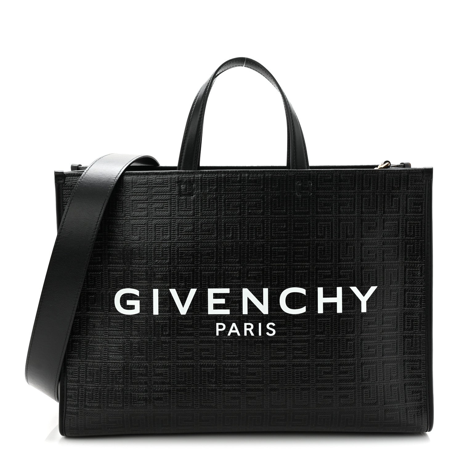 4G Coated Canvas Logo Medium G Tote Black