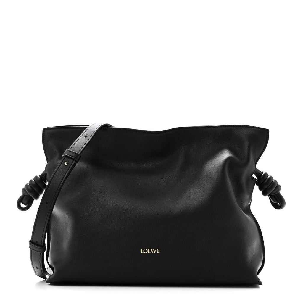 Nappa Calfskin Medium Flamenco Knot Clutch Black