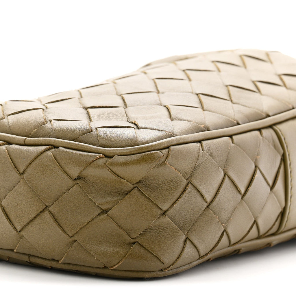 Calfskin Intrecciato Mini Cassette Phone Holder Crossbody Khaki