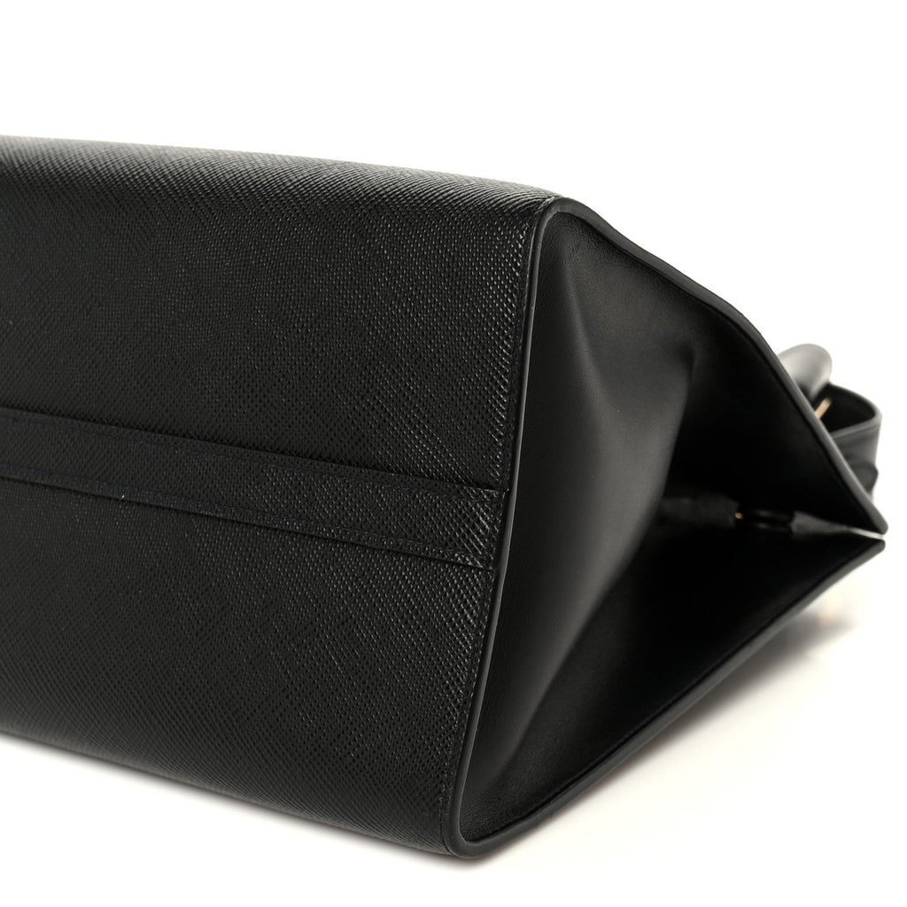 Saffiano Cuir Calfskin Medium Monochrome Top Handle Tote Black