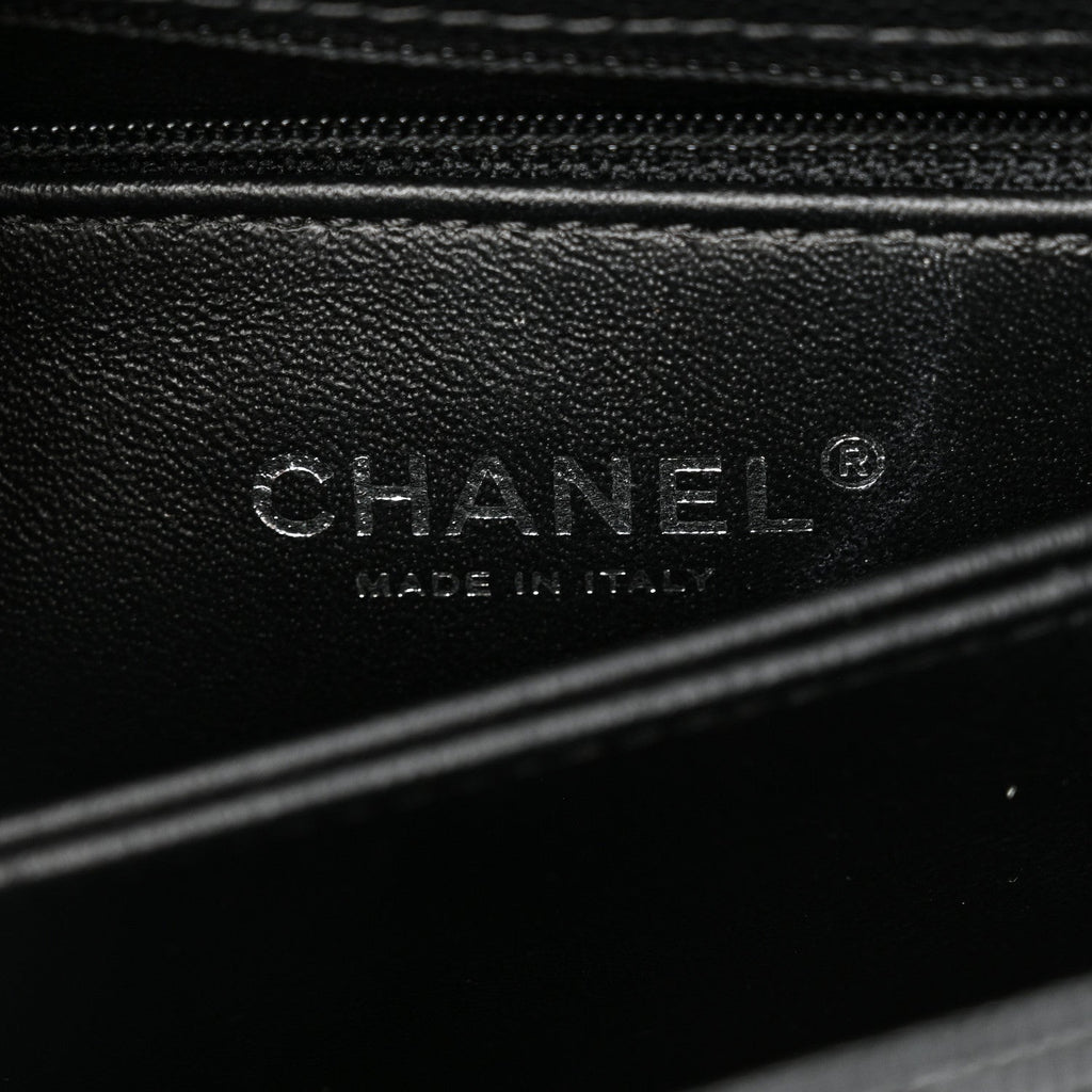 Caviar Lizard Embossed Quilted Mini Coco Handle Flap Black