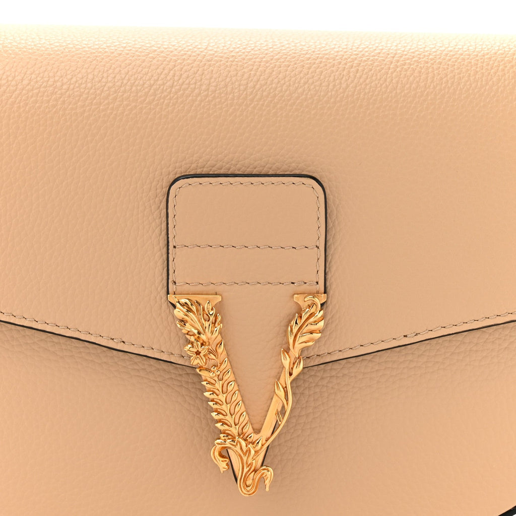 Grained Calfskin Virtus Shoulder Bag Beige