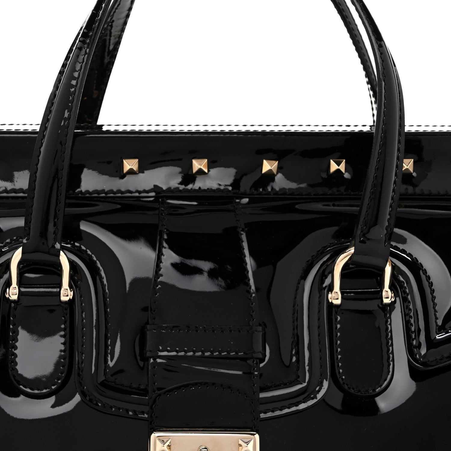 Patent Rockstud Tote Black