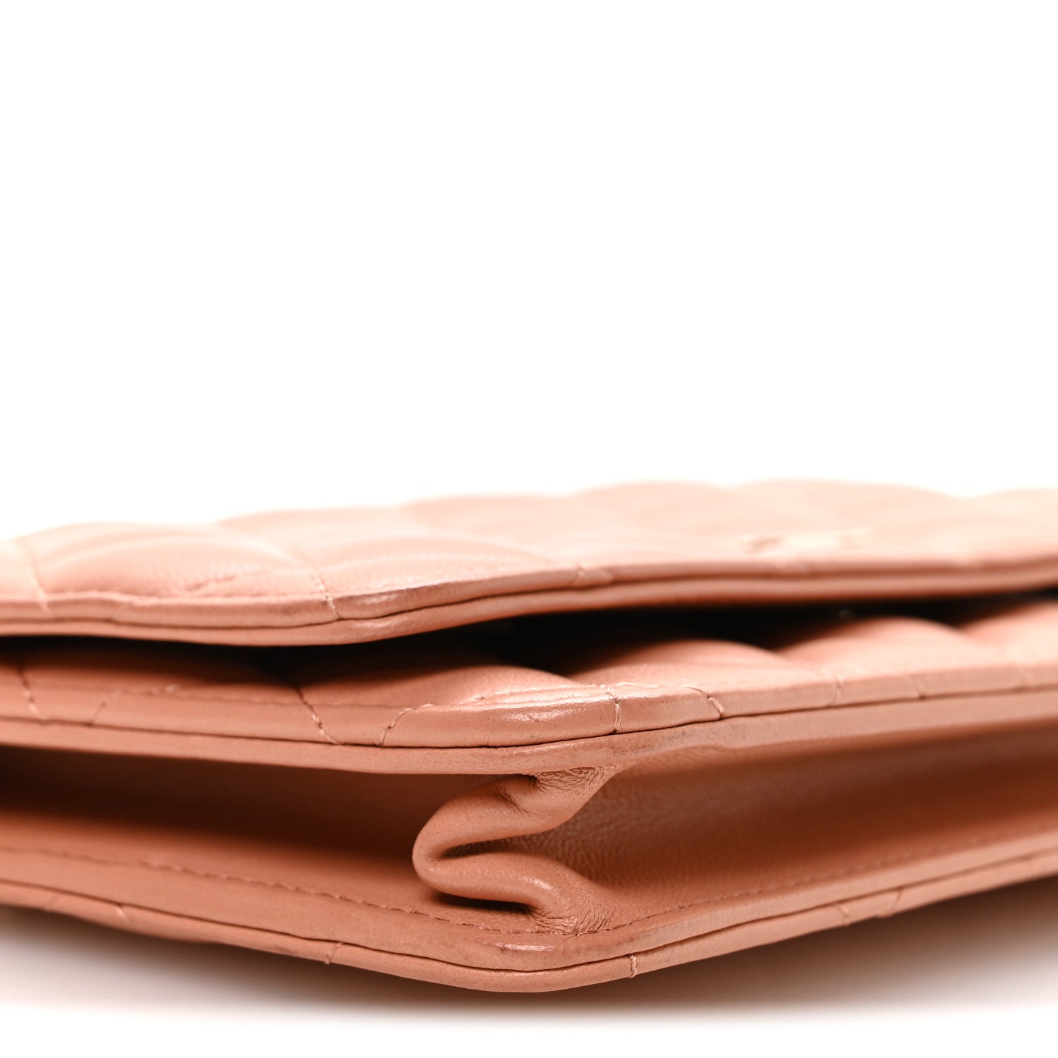 Lambskin Quilted Wallet on Chain WOC Salmon Pink