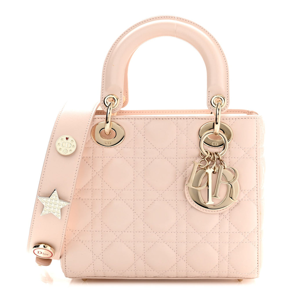 Lambskin Cannage Small Lucky Badges My Lady Dior Pink