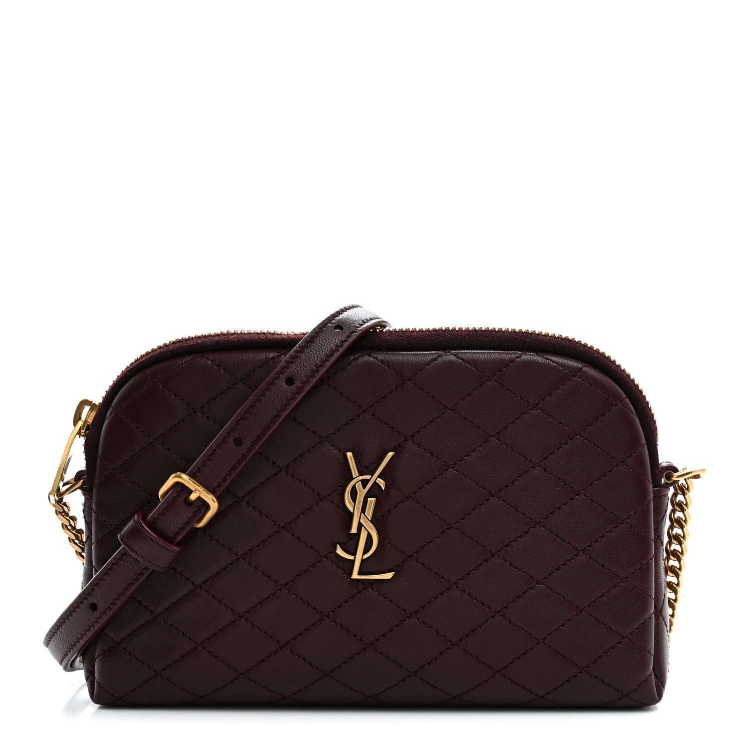 Lambskin Quilted Gaby Zipped Pouch Hot Wine