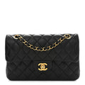 Lambskin Quilted Small Double Flap Black