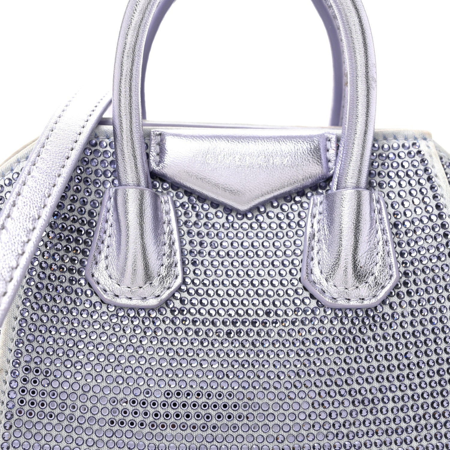 Lambskin Satin Strass Micro Antigona Lavender