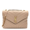 Calfskin Y Quilted Monogram Medium Loulou Chain Satchel Dark Beige