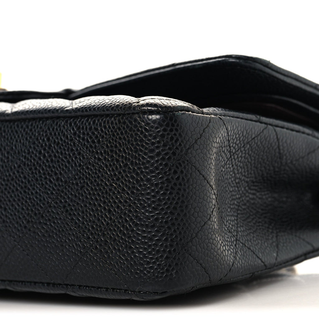 Caviar Quilted Medium Double Flap Black