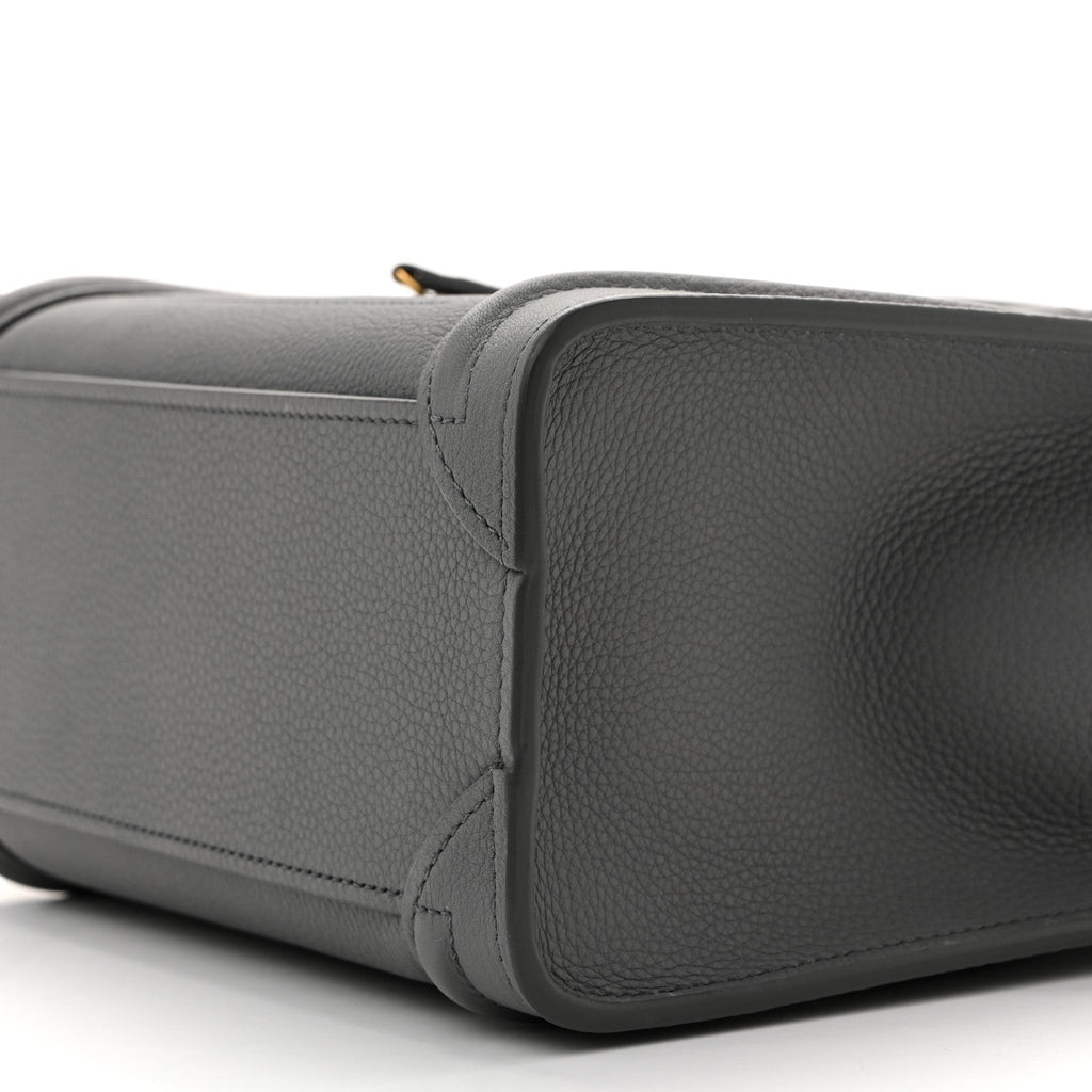 Drummed Calfskin Nano Luggage Kohl