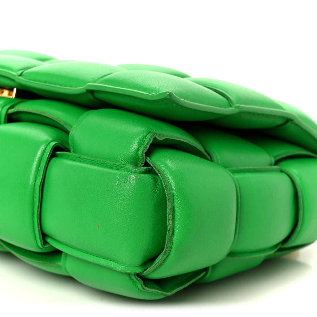 Lambskin Maxi Intreccio Padded Chain Cassette Crossbody Bag Racing Green