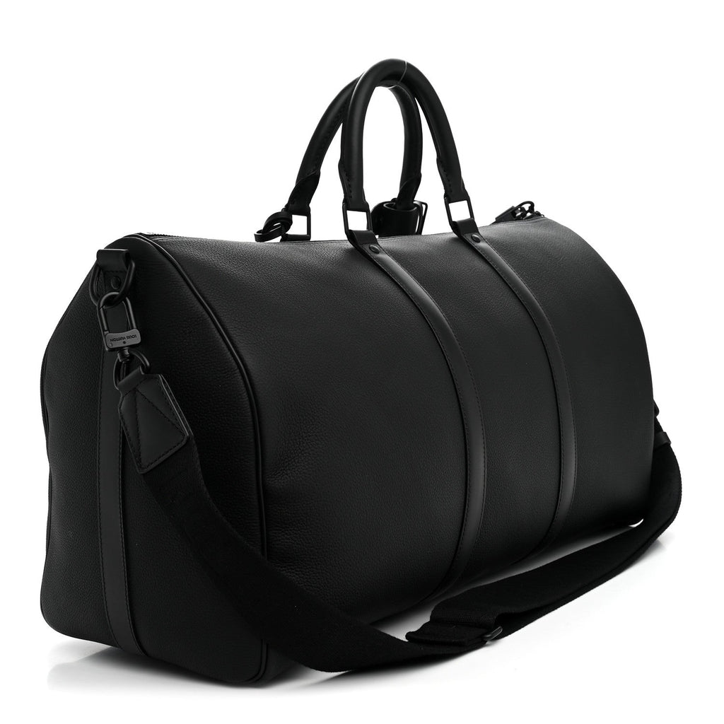 Grained Calfskin Aerogram Keepall Bandouliere 50 Black