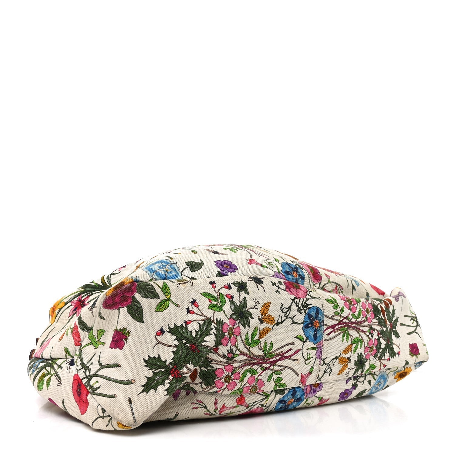 Canvas Flora Floral Large Horsebit Chain Hobo White