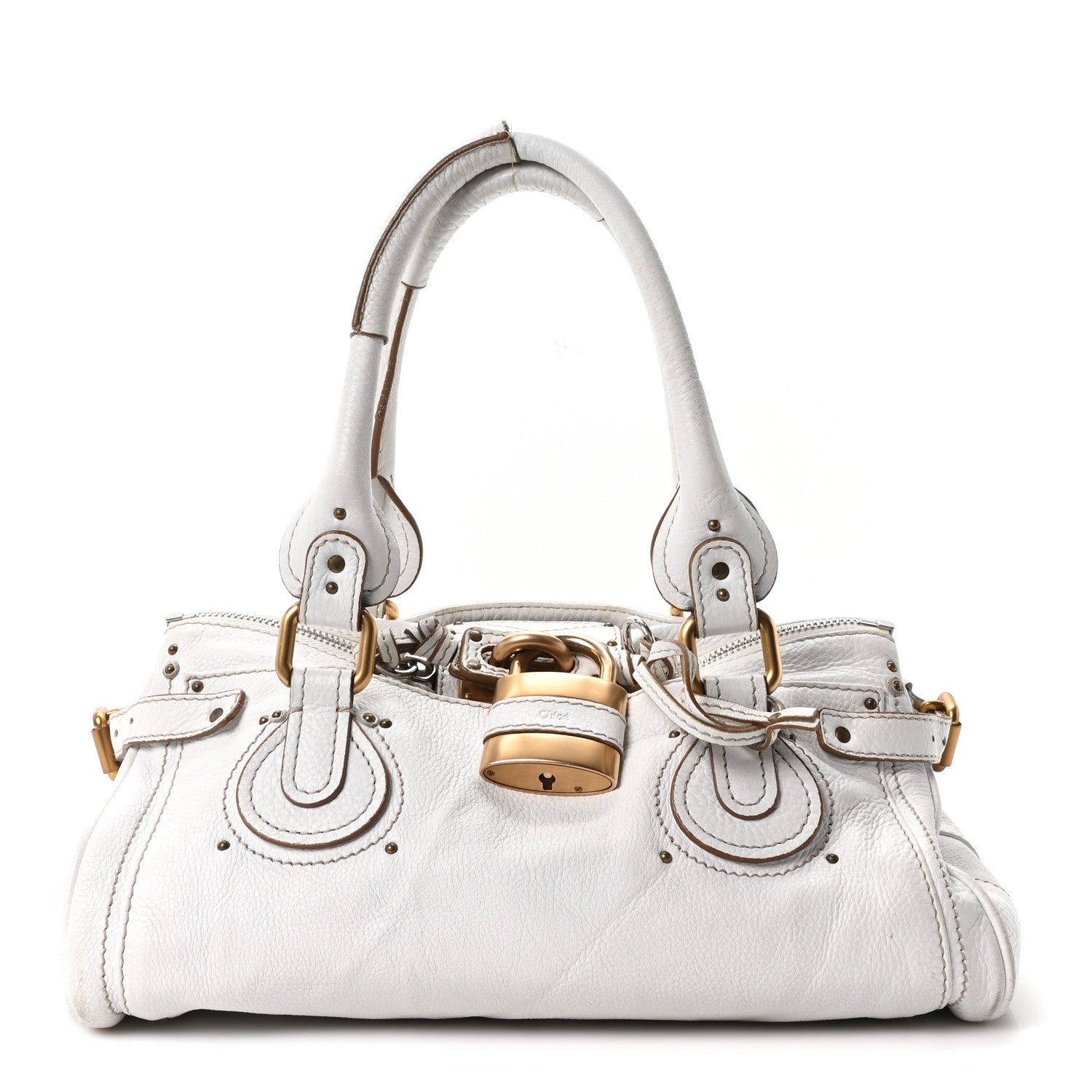 Calfskin Medium Paddington Satchel White