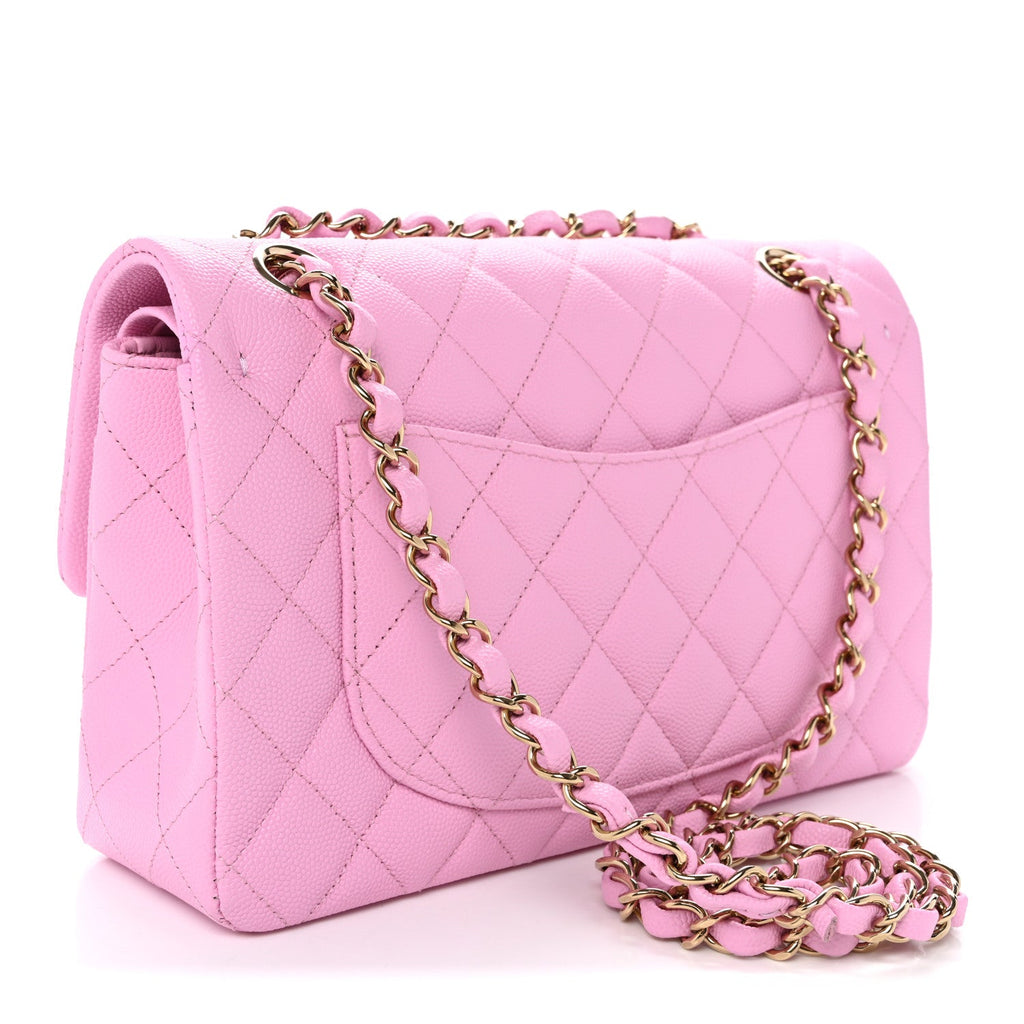 Caviar Quilted Small Double Flap Pink