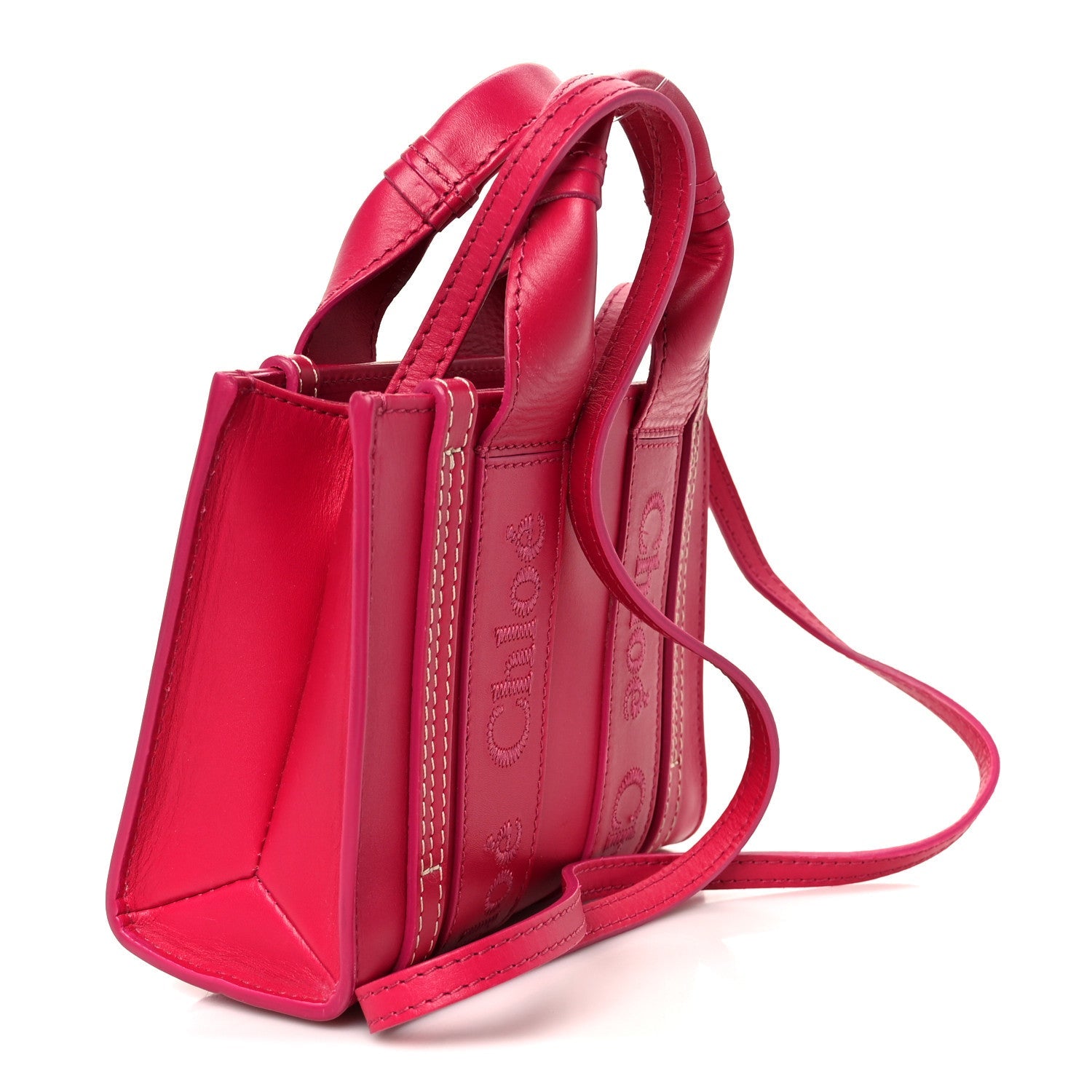 Calfskin Mini Woody Ribbon Tote Fizzy Pink