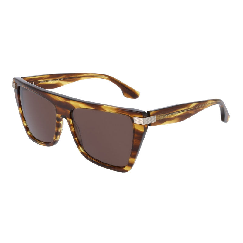 Victoria Beckham Sunglasses Rectangle Full Rim, Striped Tobacco Frame and Brown Lens VB684S224