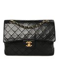 Lambskin Quilted Medium Double Flap Black