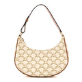 Canvas Calfskin Ava Triomphe Shoulder Bag White