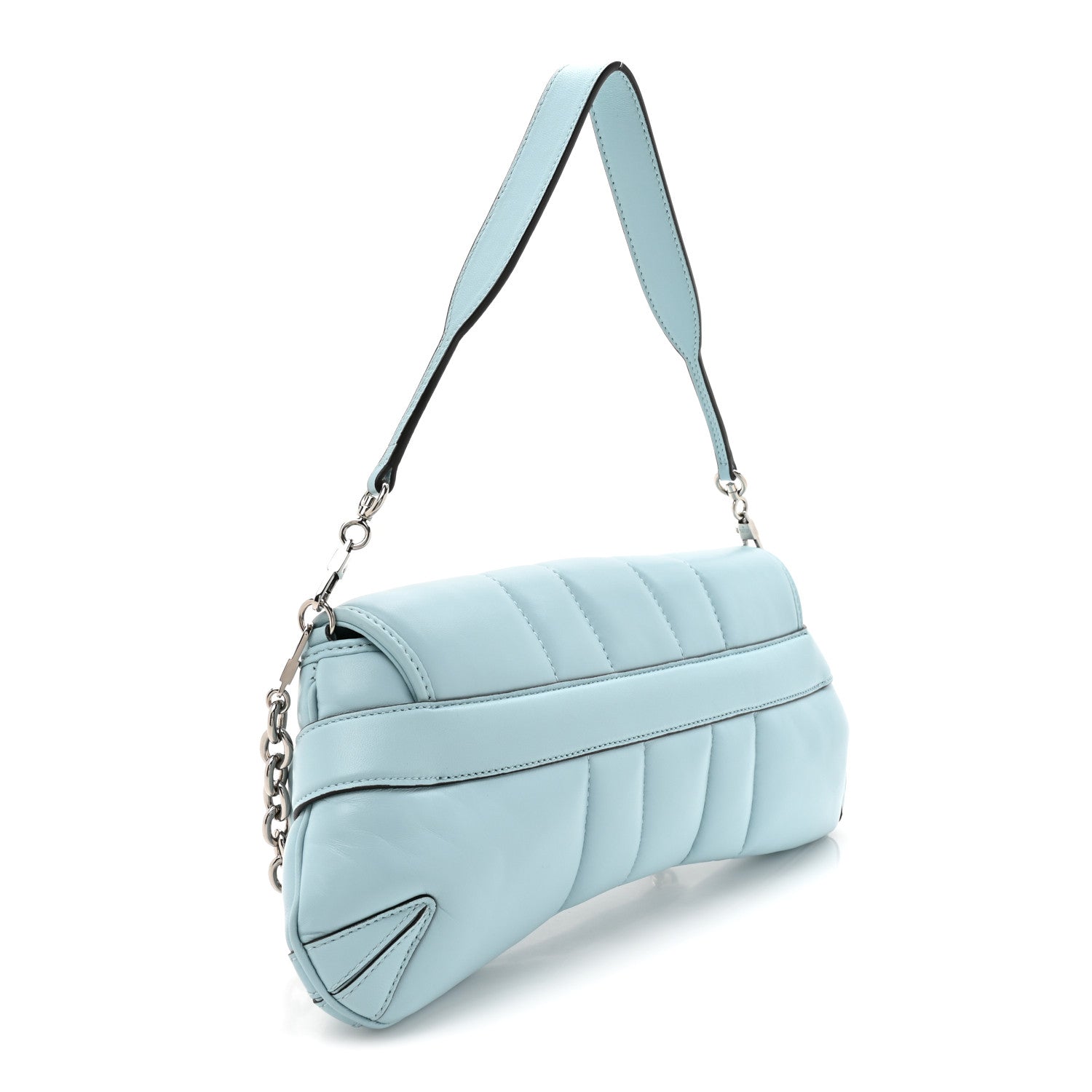 Nappa Vertical Matelasse Medium Maxi Horsebit Chain Shoulder Bag Crystal Snow