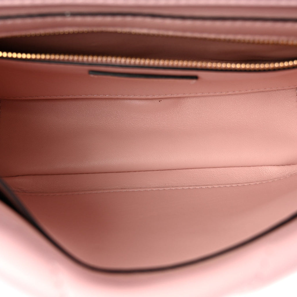 Nappa Enamel Medium Roman Stud Shoulder Bag Rose Quartz